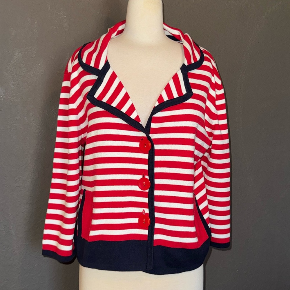 Danielle B Button down Nautical sweeater cardigan